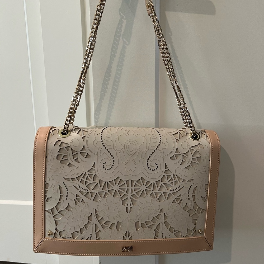 Cavalli Class by Robert Cavalli white/beige cut out floral bag.